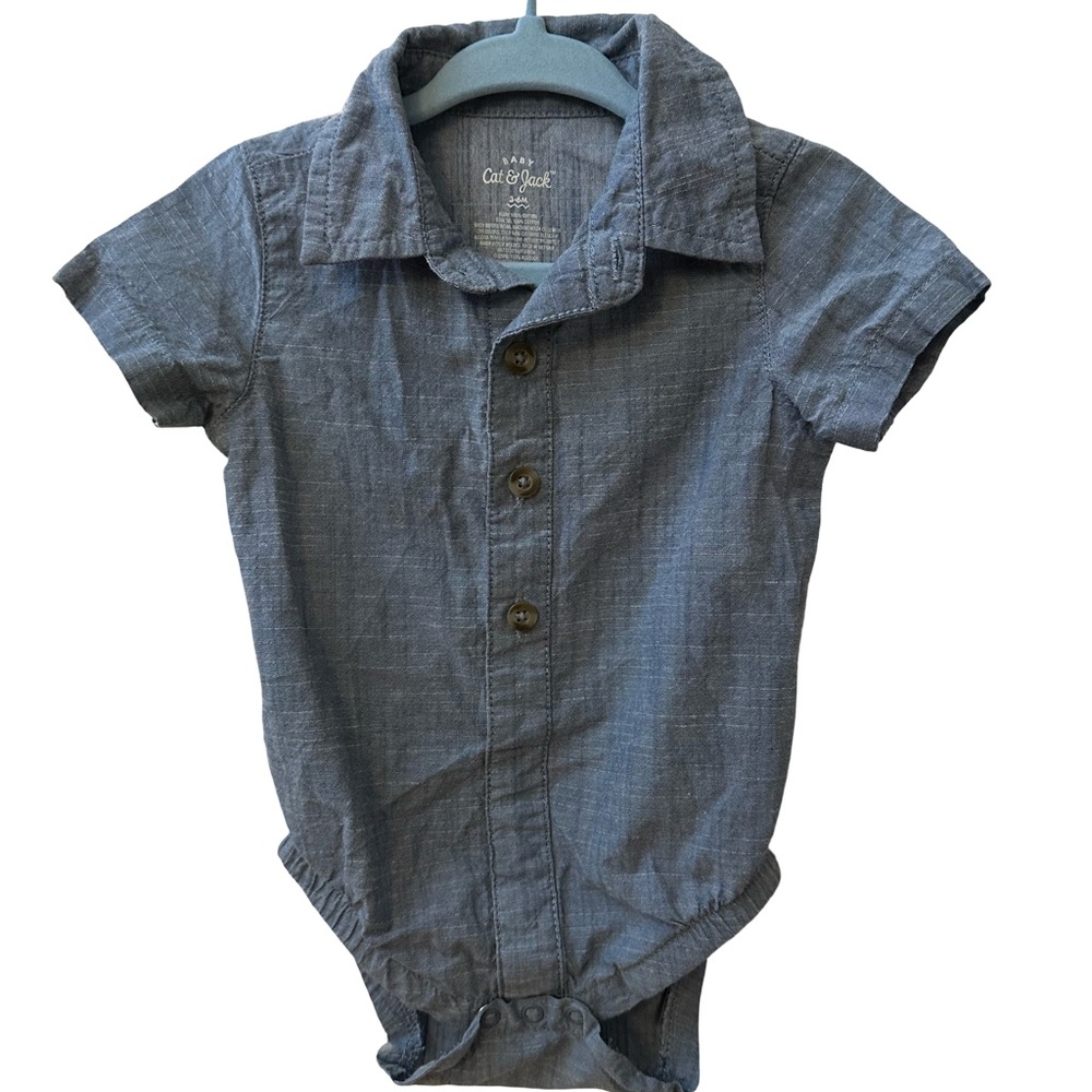 Cat & Jack Chambray Button Down Baby Onesie